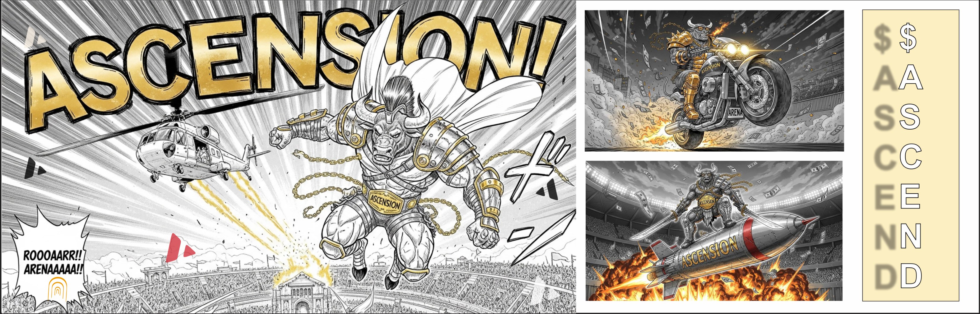 ASCENSION Roadmap - Bull warrior ascending through phases